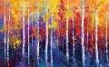 Original birch forest wall decor autumn scenery painting woods